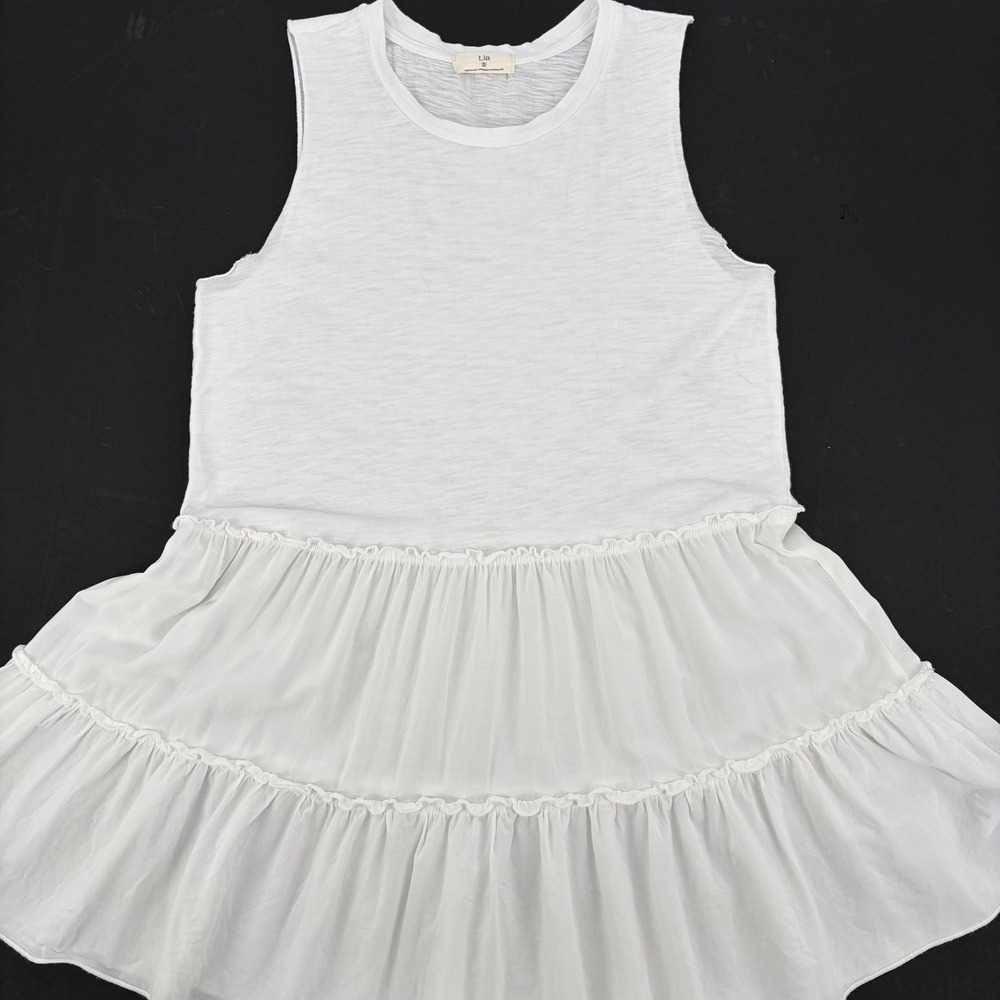 Anthropologie t.la Tank Top Small White Tiered Ruffle Boho Sleeveless Clean Girl - Picture 5 of 10